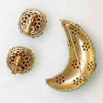 Victorian-Inspired Crescent Moon Brooch & Earrings by Trifari