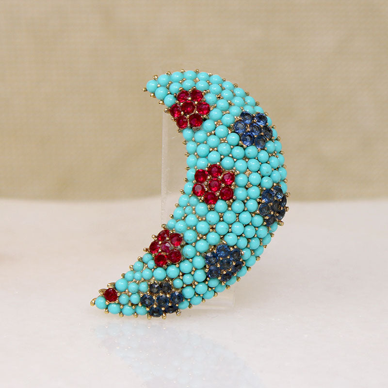 Victorian-Inspired Crescent Moon Brooch & Earrings by Trifari