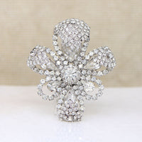 Stylized Iris Rhinestone Brooch by Kramer