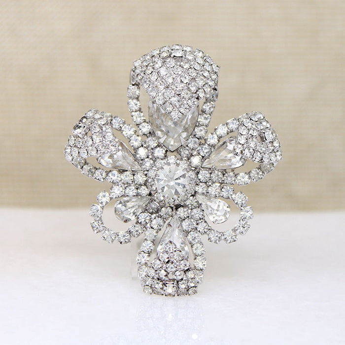 Stylized Iris Rhinestone Brooch by Kramer