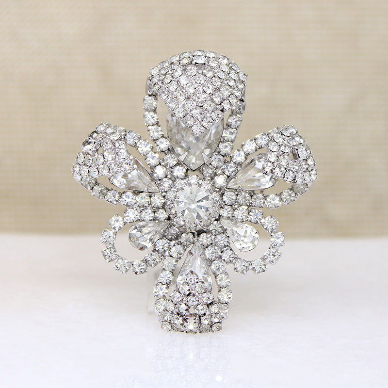 Stylized Iris Rhinestone Brooch by Kramer