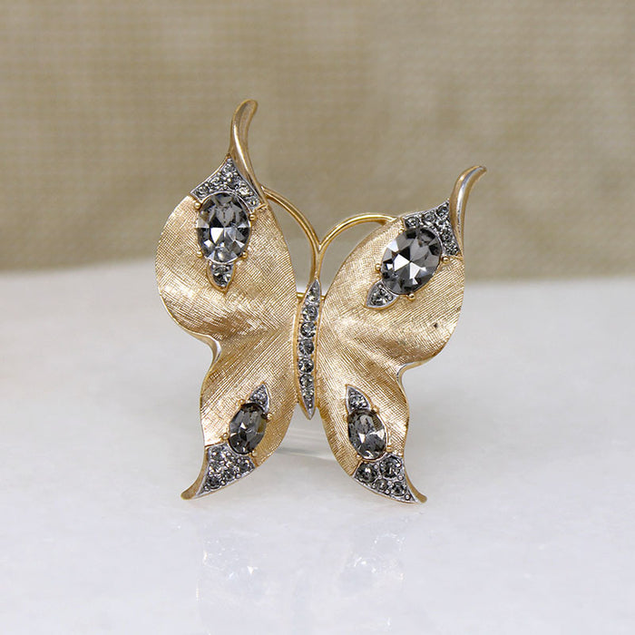 Glamorous Whimsy Crown Trifari Butterly Brooch