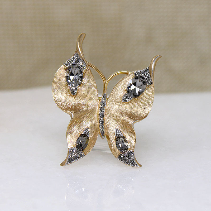 Glamorous Whimsy Crown Trifari Butterly Brooch