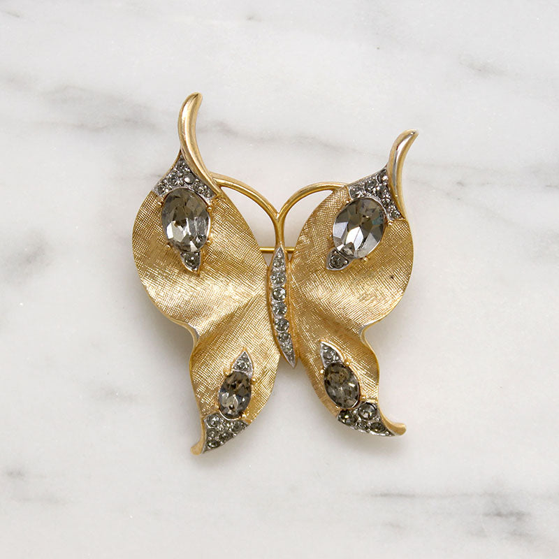 Glamorous Whimsy Crown Trifari Butterly Brooch