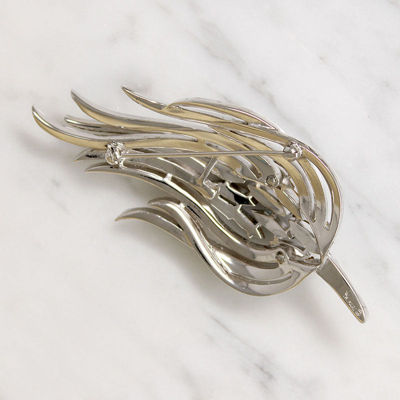 superb Crown Trifari peacock feather brooch