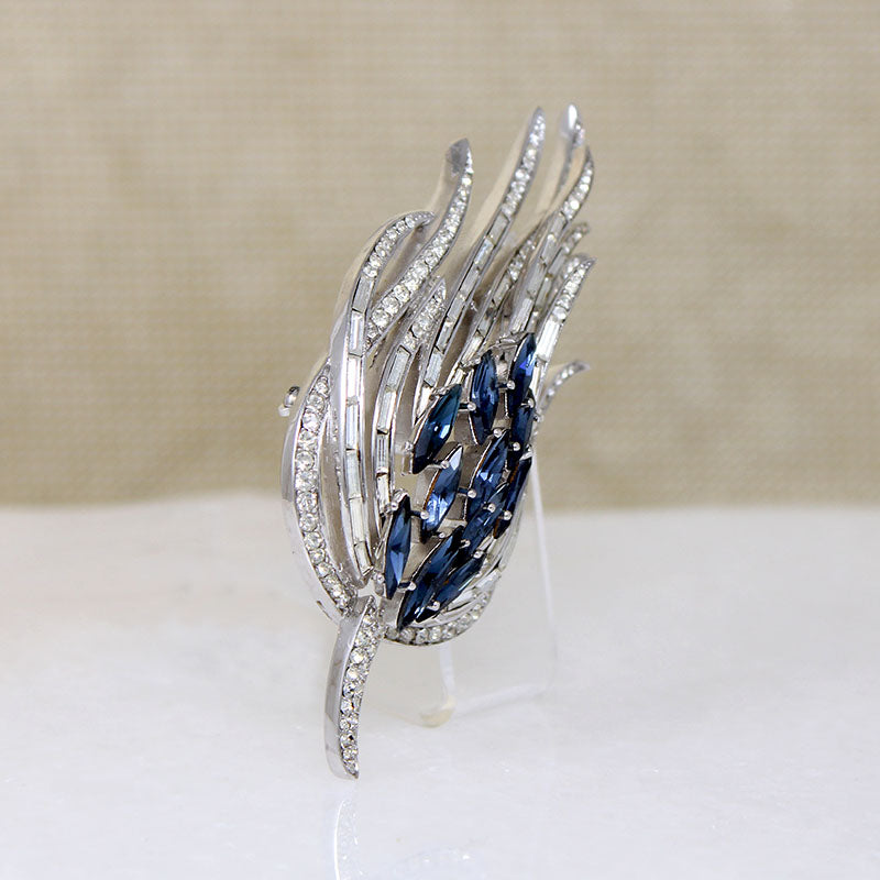 superb Crown Trifari peacock feather brooch