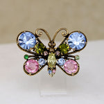 Cheerful Pastel Rhinestone Butterfly Brooch by Weiss