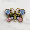 Cheerful Pastel Rhinestone Butterfly Brooch by Weiss