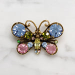 Cheerful Pastel Rhinestone Butterfly Brooch by Weiss