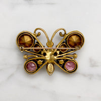 Cheerful Pastel Rhinestone Butterfly Brooch by Weiss
