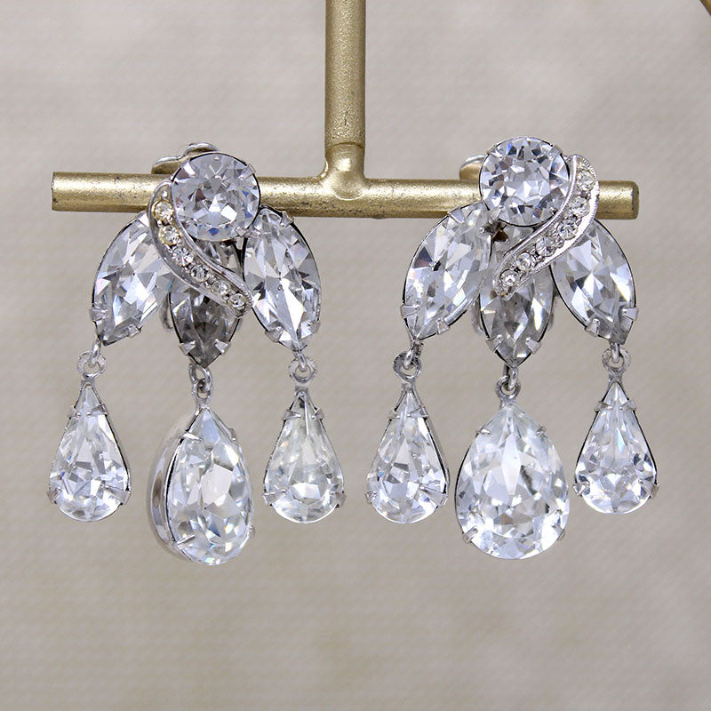 Glamorous Rhinestone Chandelier Earrings by Weiss