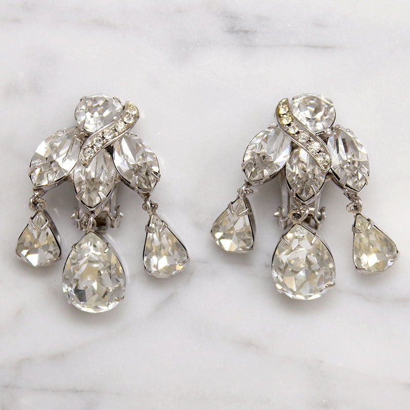 Glamorous Rhinestone Chandelier Earrings by Weiss
