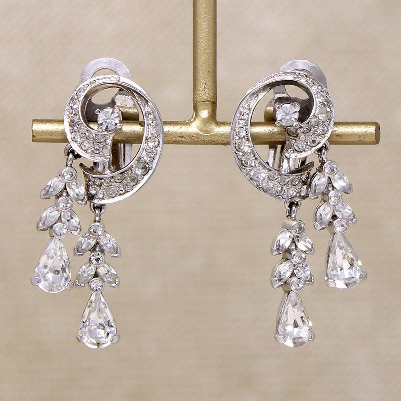 Delicate Dangles White Rhinestone Earrings by Pennino