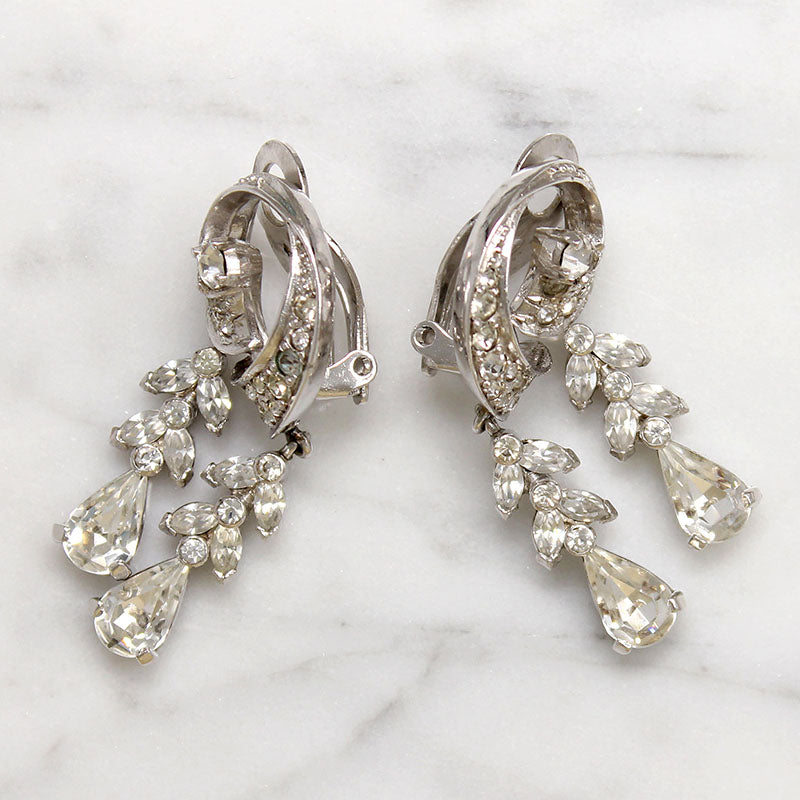 Delicate Dangles White Rhinestone Earrings by Pennino