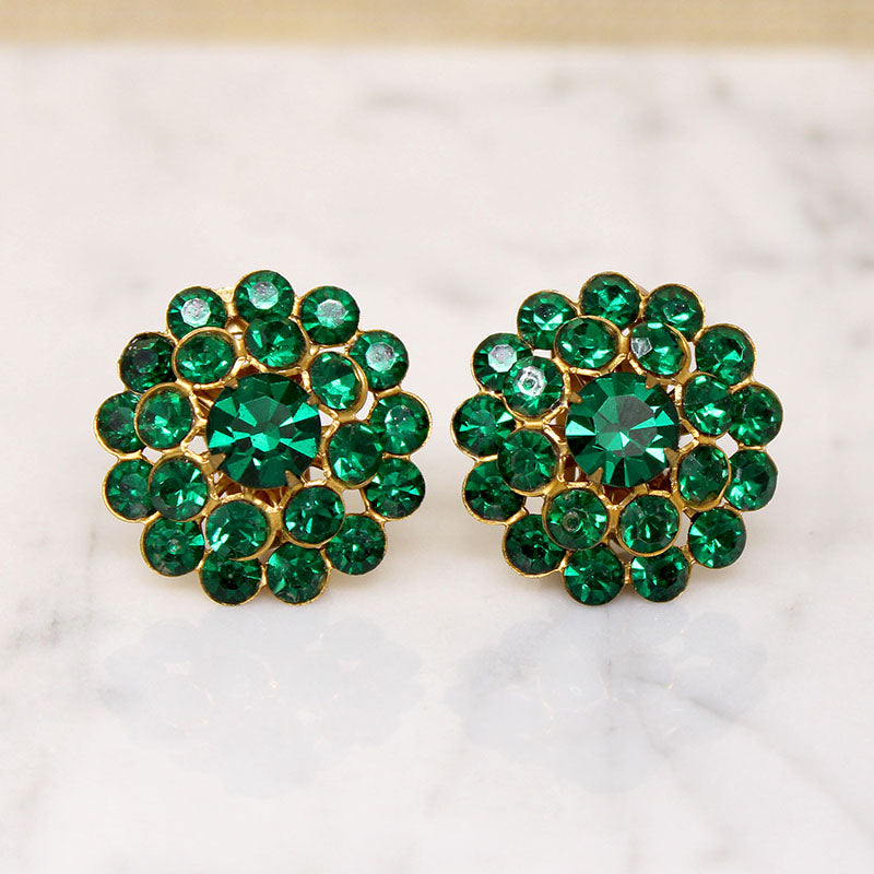 Brilliant Green Rhinestone Cluster Earrings by Juliana