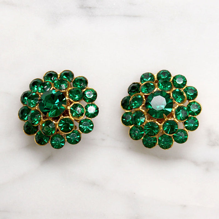 Brilliant Green Rhinestone Cluster Earrings by Juliana