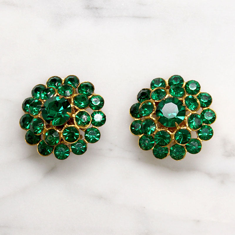 Brilliant Green Rhinestone Cluster Earrings by Juliana