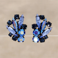 Electric Blue Rhinestone Earrings by Sherman