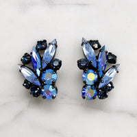 Electric Blue Rhinestone Earrings by Sherman
