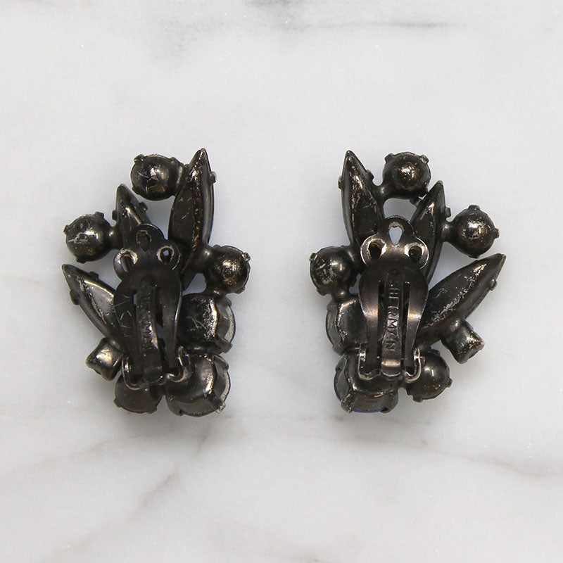 Electric Blue Rhinestone Earrings by Sherman