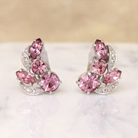 Pretty Pink & White Crystal Earrings by Eisenberg