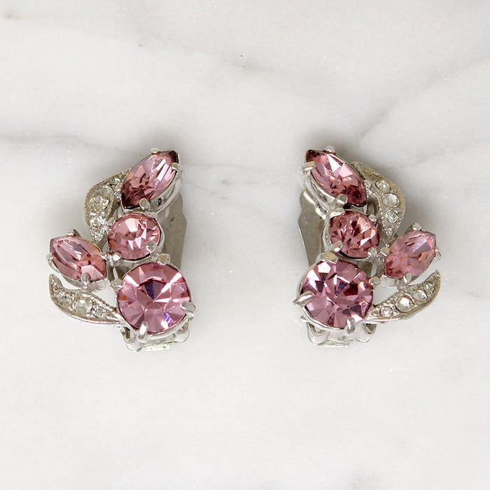 Pretty Pink & White Crystal Earrings by Eisenberg