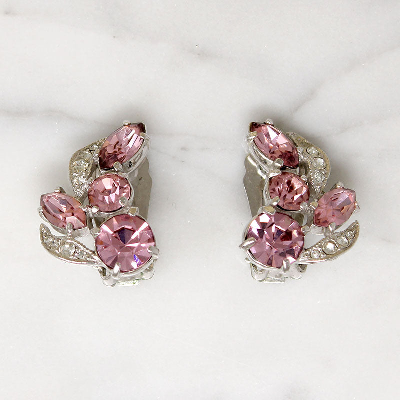 Pretty Pink & White Crystal Earrings by Eisenberg