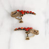 Faux Coral & Sterling Scimitar Earrings by Boucher