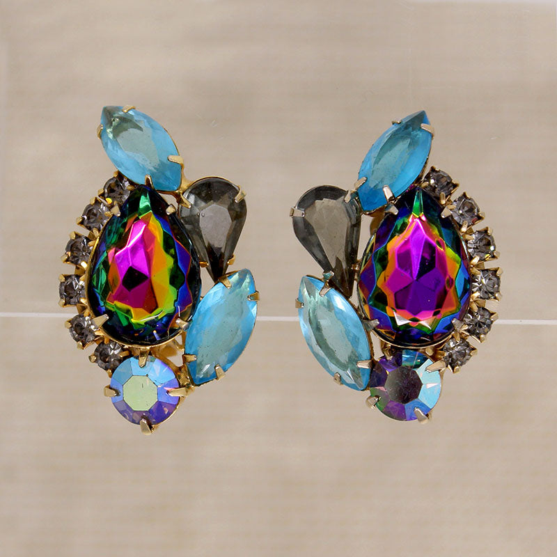 Dramatic Watermelon Rhinestone Earrings by Juliana