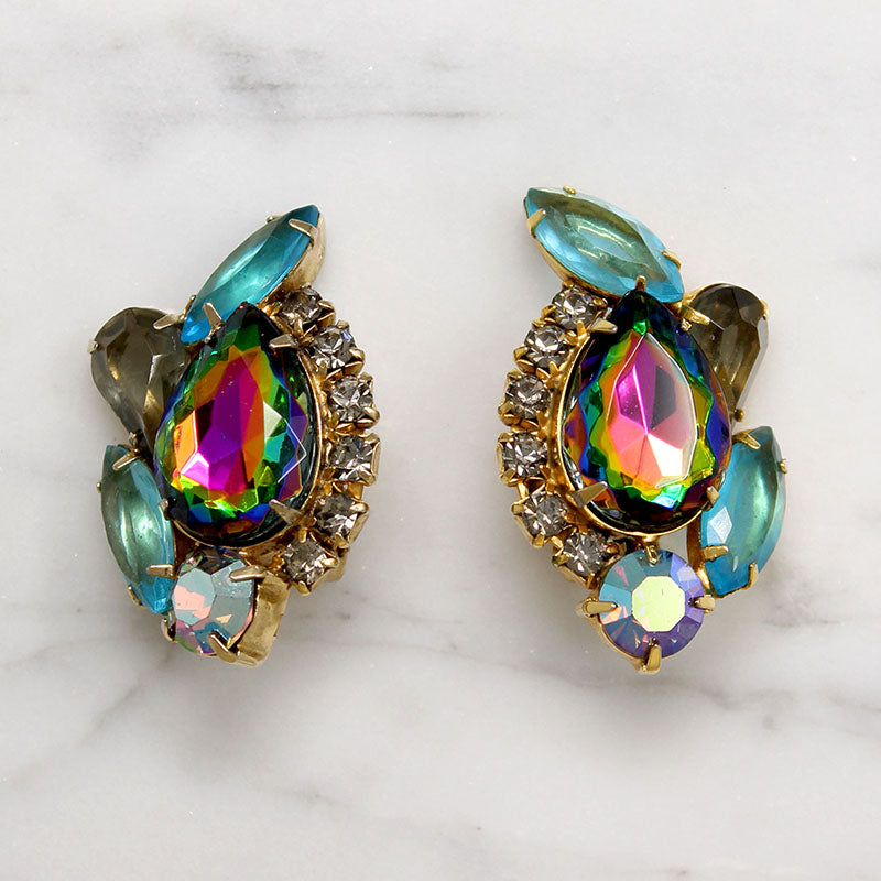 Dramatic Watermelon Rhinestone Earrings by Juliana