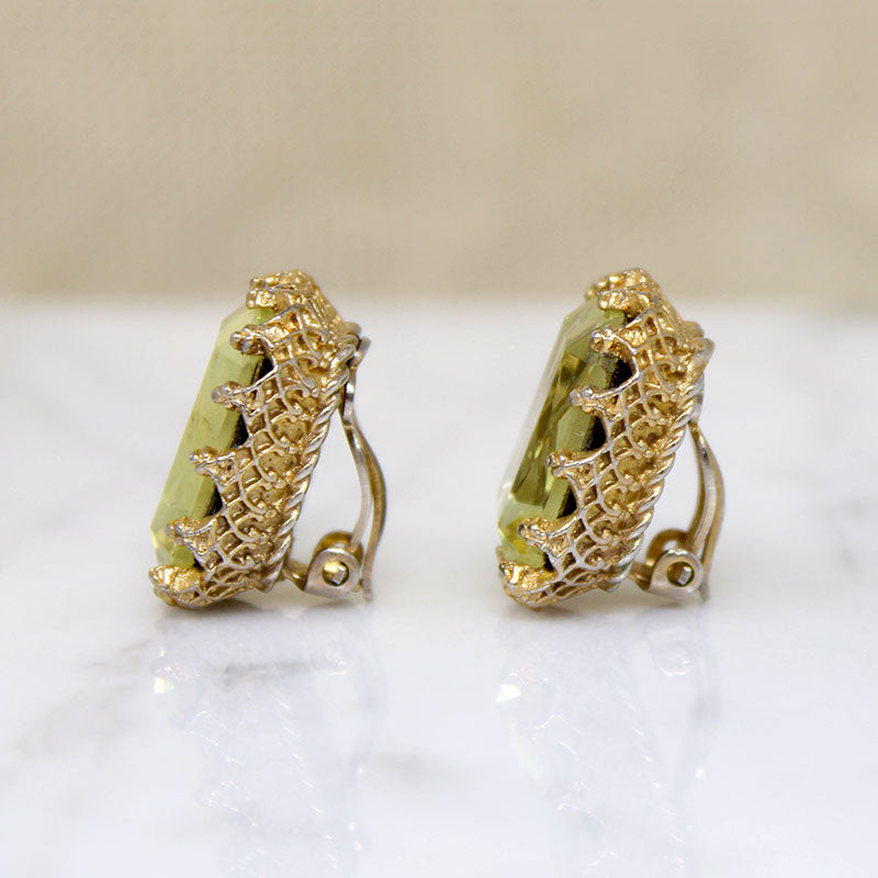 Faux Citrine Clip-On Earrings