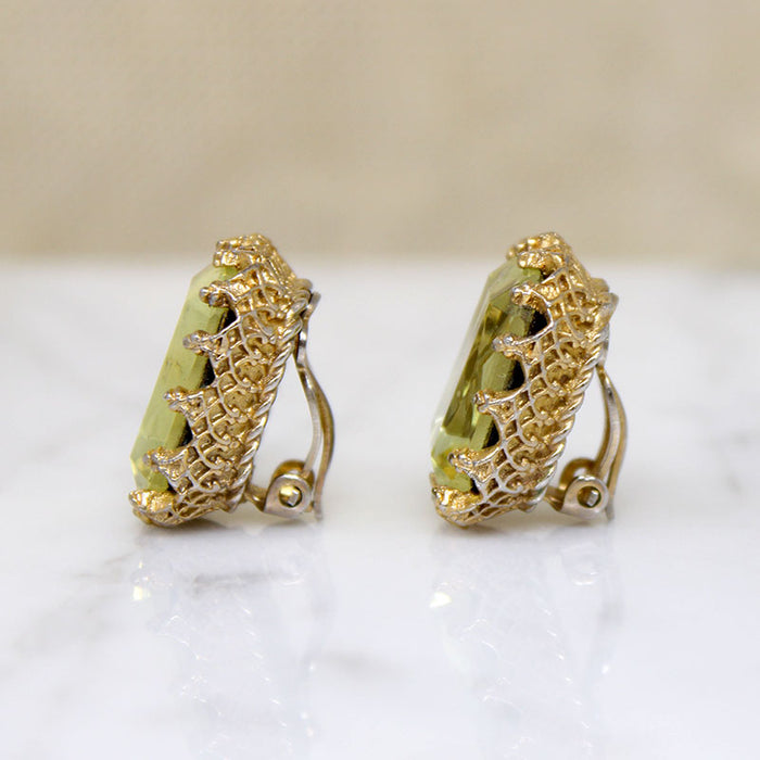 Faux Citrine Clip-On Earrings