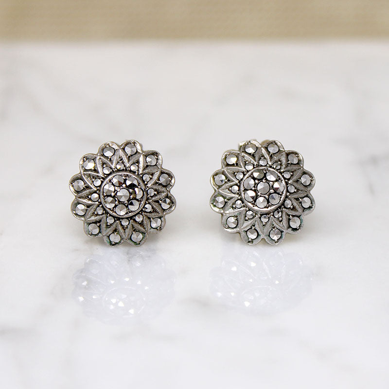 Darling Sterling & Marcasite Cluster Earrings