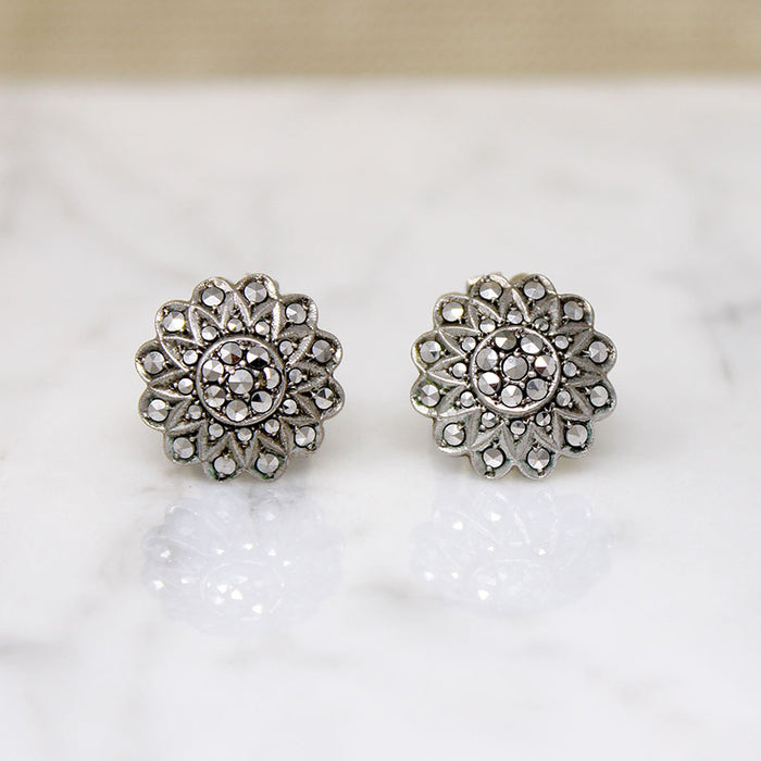 Darling Sterling & Marcasite Cluster Earrings