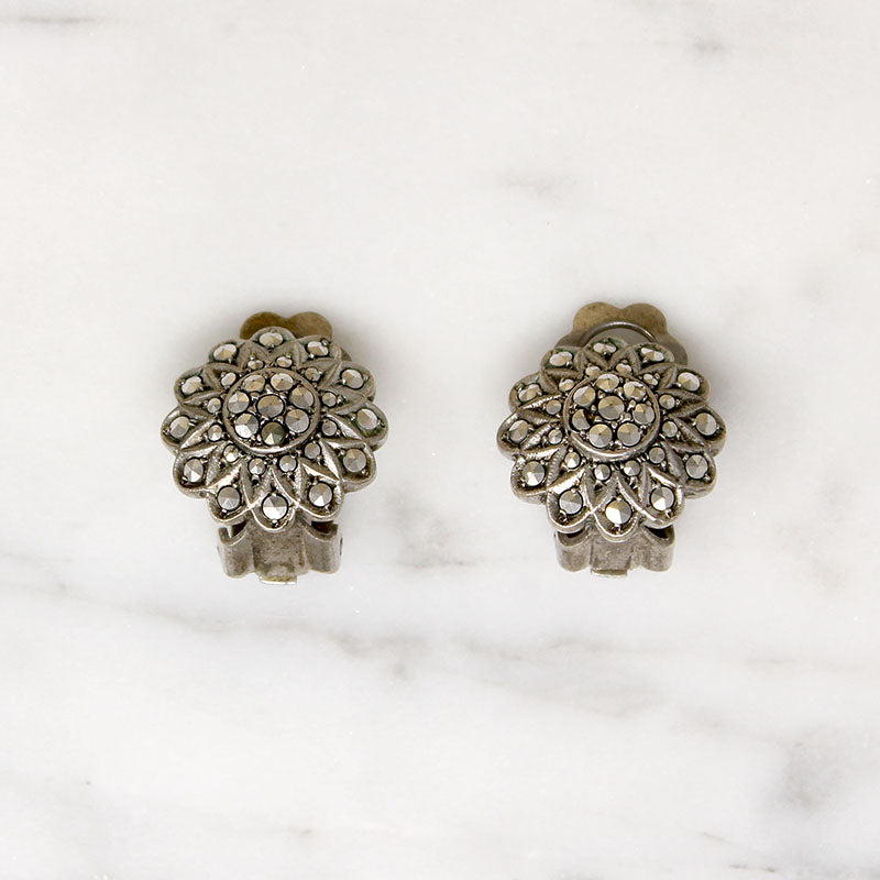 Darling Sterling & Marcasite Cluster Earrings