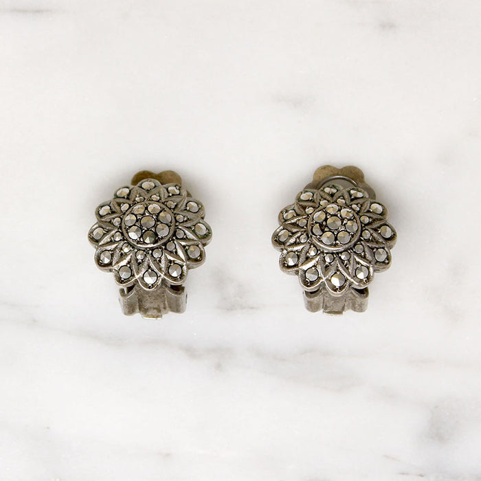 Darling Sterling & Marcasite Cluster Earrings