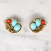 Faux Coral & Turquoise Earrings by Trifari