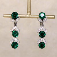Dramatic Green Rhinestone Drop Earrings by Lisner