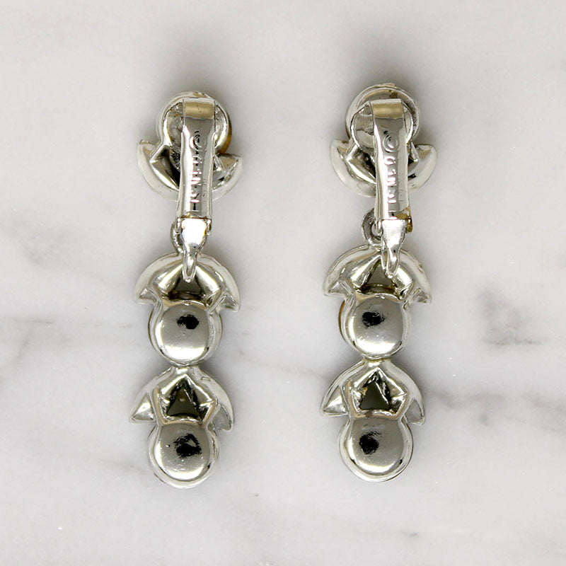 Dramatic Green Rhinestone Drop Earrings by Lisner