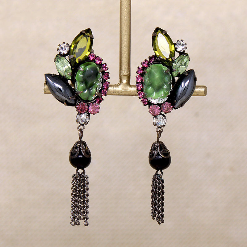 Juliana Easter Egg & Rhinestone Tassel Earrings
