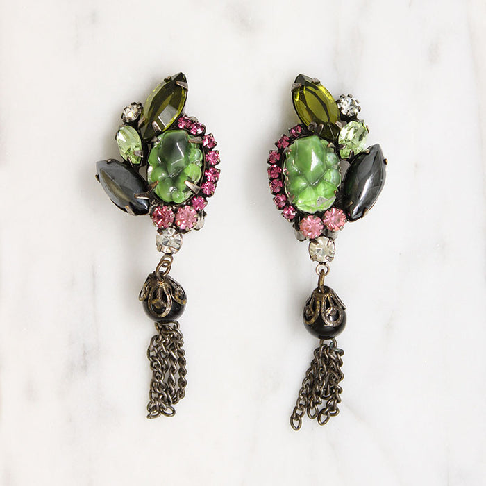 Juliana Easter Egg & Rhinestone Tassel Earrings