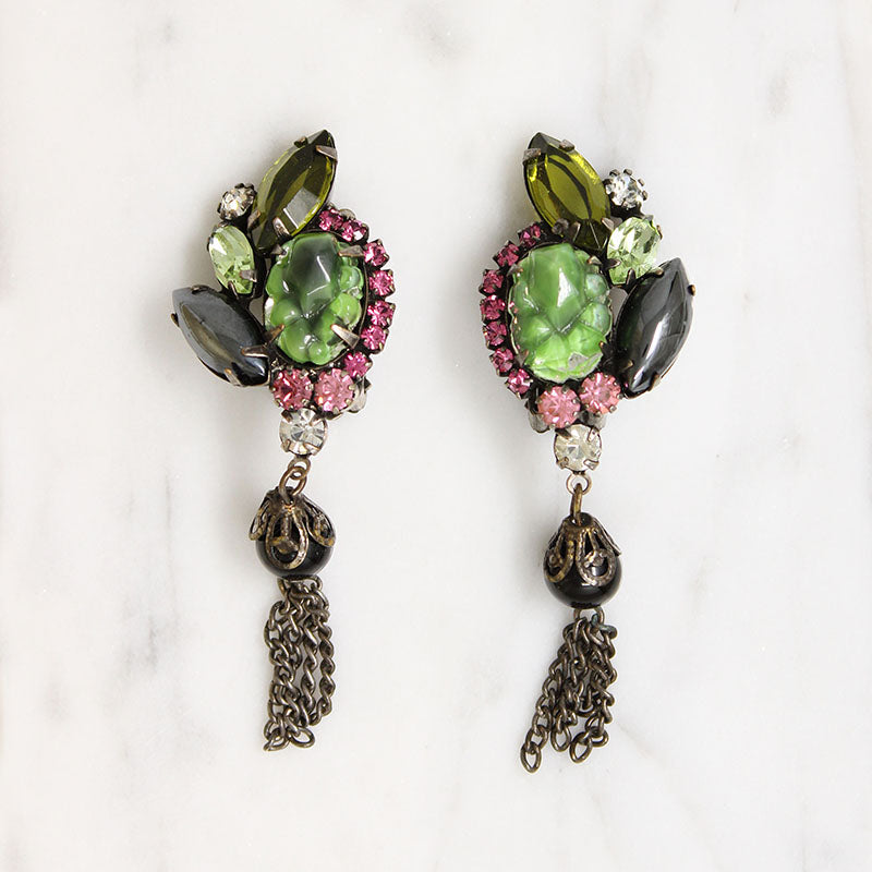 Juliana Easter Egg & Rhinestone Tassel Earrings