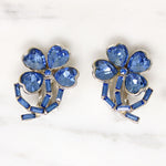 Lucky Blue Rhinestone Four-Leaf Clover Earrings by ORA