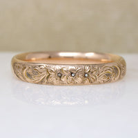 Antique Floral Gold Filled Bangle with Paste Accents