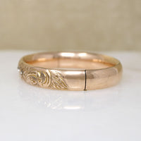 Antique Floral Gold Filled Bangle with Paste Accents