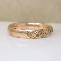 Antique Floral Gold Filled Bangle with Paste Accents
