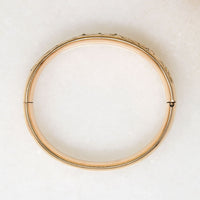 Antique Floral Gold Filled Bangle with Paste Accents