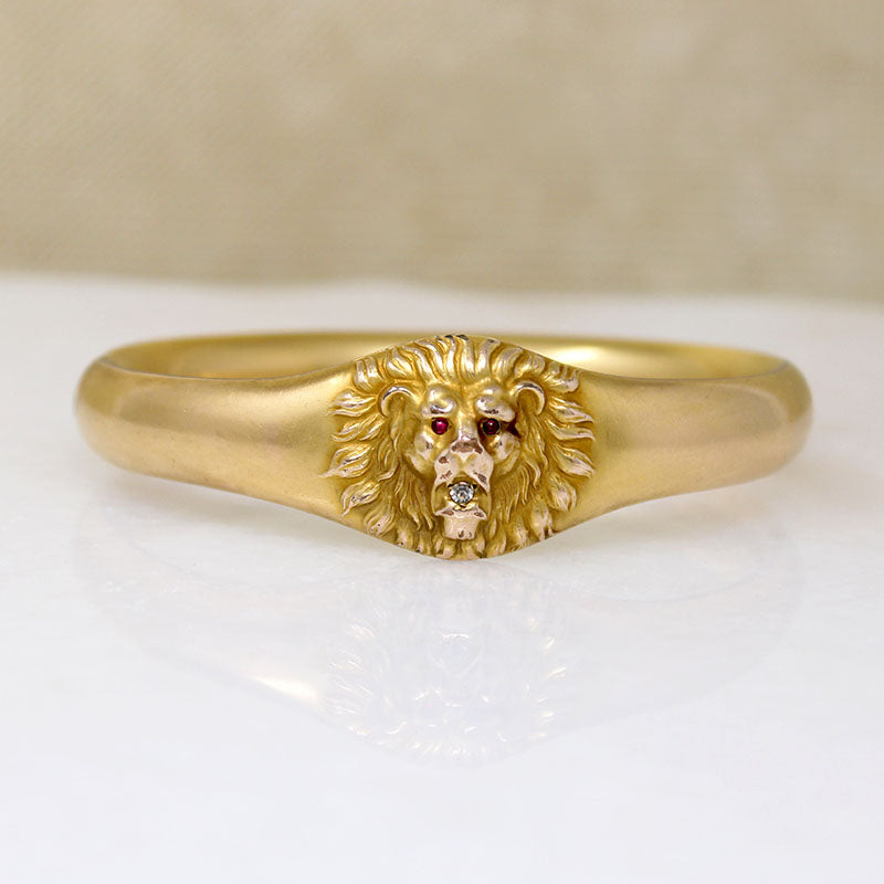 Noble Lion's Head Gold Filled Victorian Bangle