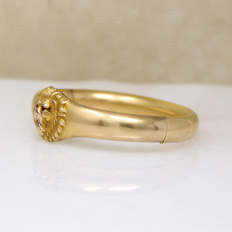 Noble Lion's Head Gold Filled Victorian Bangle