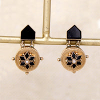 Petite Onyx & Gold Victorian Earbobs